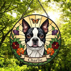 Custom Boston Terrier dog Portrait Stained Glass Suncatcher, Pet Memorial Stained Glass Suncatcher, Dog Loss Keepsake, Pet Loss Gift - image 5