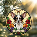 Custom Chihuahua dog Portrait Stained Glass Suncatcher, Pet Memorial Stained Glass Suncatcher, Dog Loss Keepsake, Pet Loss Gift - image 2