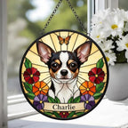 Custom Chihuahua dog Portrait Stained Glass Suncatcher, Pet Memorial Stained Glass Suncatcher, Dog Loss Keepsake, Pet Loss Gift - image 4