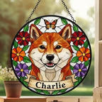 Custom Shiba Inu dog Portrait Stained Glass Suncatcher, Pet Memorial Stained Glass Suncatcher, Dog Loss Keepsake, Pet Loss Gift - image 3