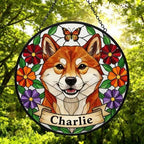 Custom Shiba Inu dog Portrait Stained Glass Suncatcher, Pet Memorial Stained Glass Suncatcher, Dog Loss Keepsake, Pet Loss Gift - image 5