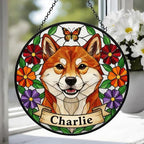 Custom Shiba Inu dog Portrait Stained Glass Suncatcher, Pet Memorial Stained Glass Suncatcher, Dog Loss Keepsake, Pet Loss Gift - image 4