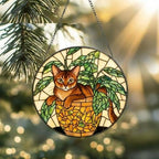 Custom Abyssinian  Cat Stained Glass Window Hanging for Plant Lovers, Cozy Sunlit Home and Garden Decor, gift for cat lover - image 2