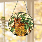 Custom Abyssinian  Cat Stained Glass Window Hanging for Plant Lovers, Cozy Sunlit Home and Garden Decor, gift for cat lover - image 5