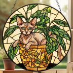 Custom Sphynx  Cat Stained Glass Window Hanging for Plant Lovers, Cozy Sunlit Home and Garden Decor, gift for cat lover - image 3