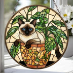 Custom Siamese Cat Stained Glass Window Hanging for Plant Lovers, Cozy Sunlit Home and Garden Decor, gift for cat lover - image 5