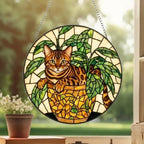 Custom Bengal  Cat Stained Glass Window Hanging for Plant Lovers, Cozy Sunlit Home and Garden Decor, gift for cat lover - image 3