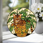 Custom Bengal  Cat Stained Glass Window Hanging for Plant Lovers, Cozy Sunlit Home and Garden Decor, gift for cat lover - image 4