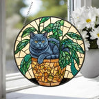 Custom British Shorthair Cat Stained Glass Window Hanging for Plant Lovers, Cozy Sunlit Home and Garden Decor, gift for cat lover - image 4