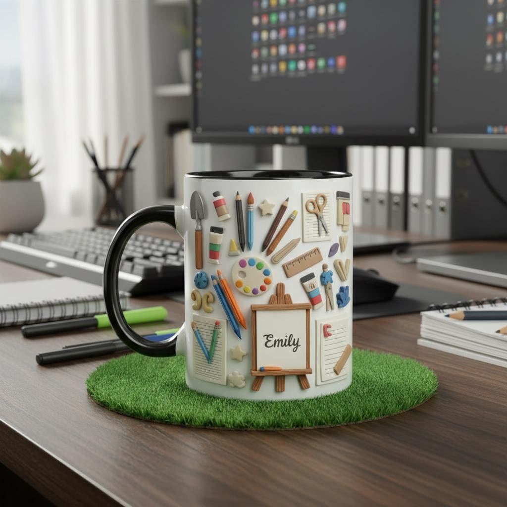 Personalized Drawing Mug, Custom Name Artist Painter Coffee Cup, Gift for Men Women - image 2