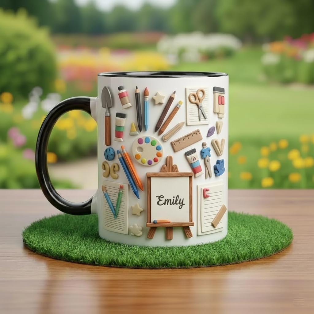 Personalized Drawing Mug, Custom Name Artist Painter Coffee Cup, Gift for Men Women - image 3