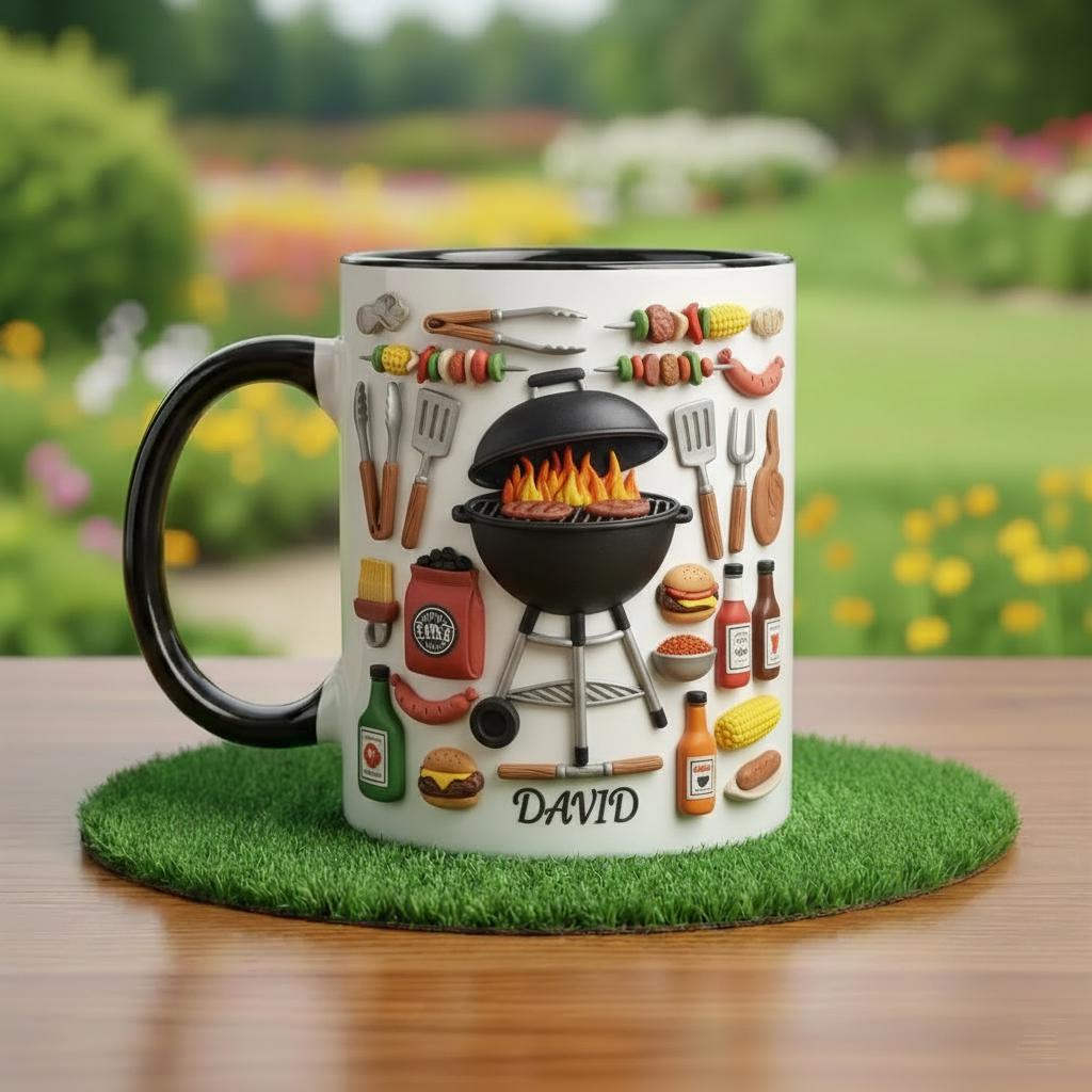 Personalized BBQ Mug, Custom Name Grilling Lover Coffee Cup, Gift for Men Women - image 3