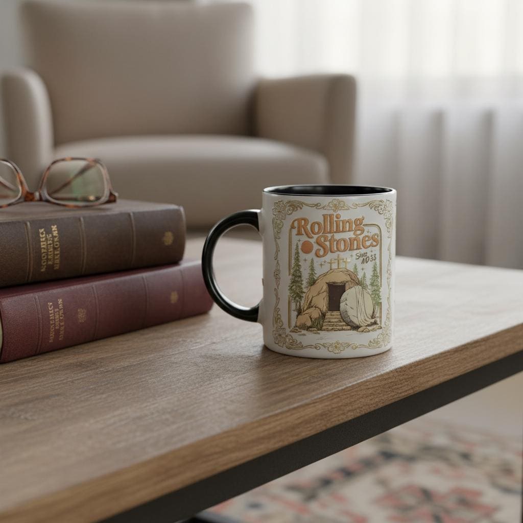 Rolling Stone Christian Mug, Trendy Easter Jesus Christ Coffee Mugs, Gift For Christian Faith Based Cup - image 2