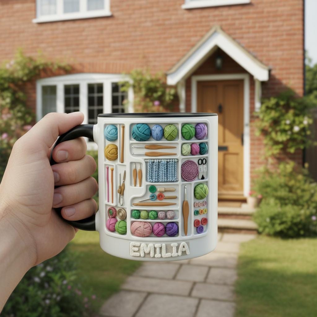 Personalized Knitting Mug, Custom Name Quilting Lover Coffee Cup, Gift for Men Women - image 3