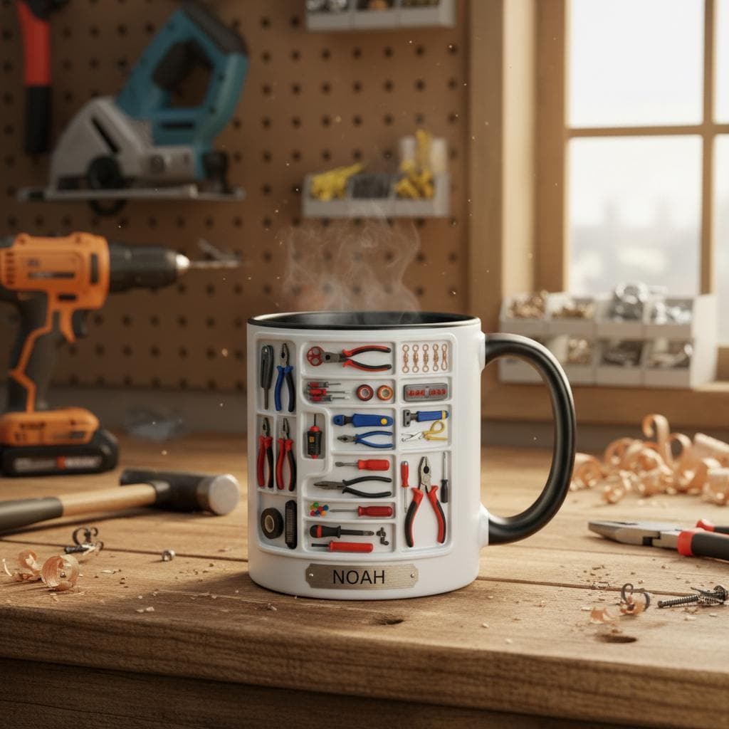 Personalized Electrician Mug, Custom Name Coffee Cup, Gift for Dad Grandpa Mugs - image 2