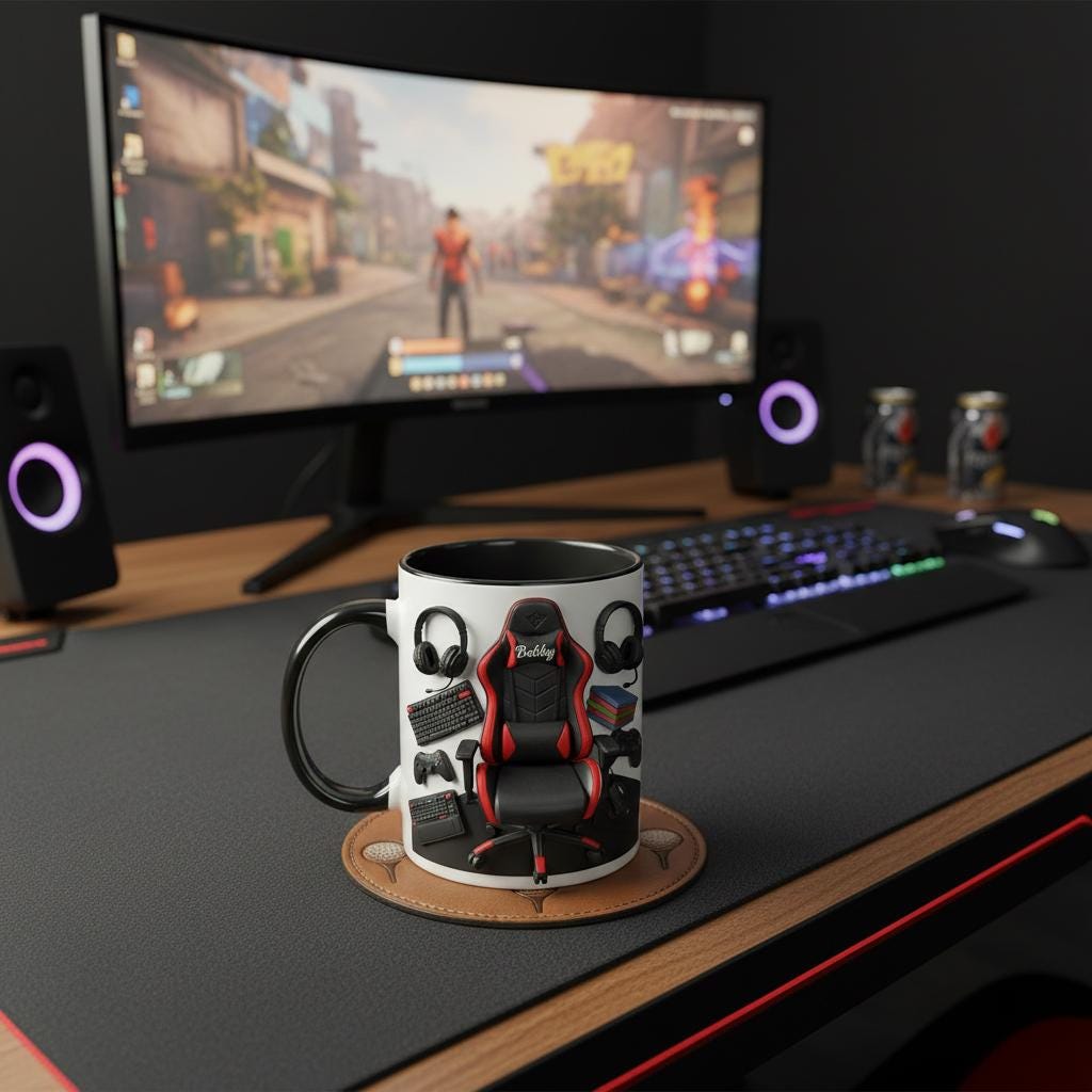 Personalized Video Gamer Mug, Custom Name Gaming Lover Coffee Cup, Gift for Gamer Streamer Mugs - image 2