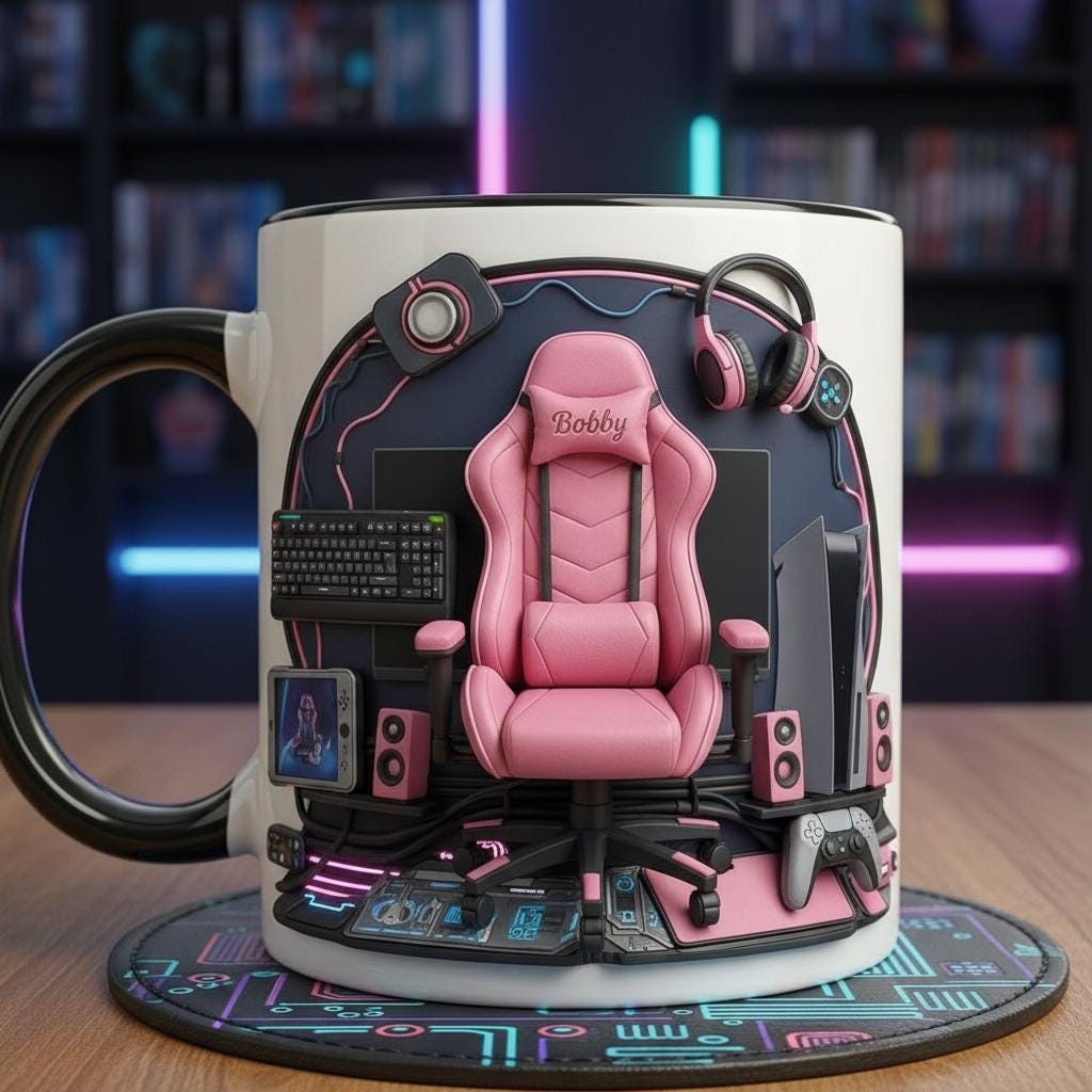 Personalized Video Gamer Mug, Custom Name Gaming Lover Coffee Cup, Gift for Gamer Streamer Mugs