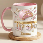 Custom Name Nail Tech Faux 3d Effect Mug, New Nail Salon Owner Coffee Mug, Gift for Nail Artist