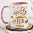 Personalized Makeup Artist Faux 3D Effect Mug, Makeup Accent Coffee Mug, Beauty Lover Gift Mug, Makeup Themed Gift