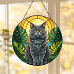 Custom Monstera British Shorthair Cat Glass Suncatcher, Cat Glass Art, Plant Mom Gift, Plant Lover Gift, Gift For Plant Lady, Cat Lover Gift - image 5