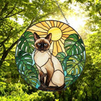 Custom Monstera Siamese Cat Glass Suncatcher, Cat Glass Art, Plant Mom Gift, Plant Lover Gift, Gift For Plant Lady, Cat Lover Gift - image 5