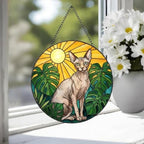 Custom Monstera Sphynx Cat Glass Suncatcher, Cat Glass Art, Plant Mom Gift, Plant Lover Gift, Gift For Plant Lady, Cat Lover Gift - image 4