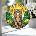 Custom Monstera Scottish Fold Cat Glass Suncatcher, Cat Glass Art, Plant Mom Gift, Plant Lover Gift, Gift For Plant Lady, Cat Lover Gift - image 4
