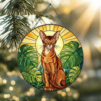 Custom Monstera Abyssinian Cat Glass Suncatcher, Cat Glass Art, Plant Mom Gift, Plant Lover Gift, Gift For Plant Lady, Cat Lover Gift - image 2