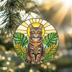 Custom Monstera American Shorthair Cat Glass Suncatcher, Cat Glass Art, Plant Mom Gift, Plant Lover Gift, Gift For Plant Lady,Cat Lover Gift - image 2