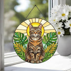 Custom Monstera American Shorthair Cat Glass Suncatcher, Cat Glass Art, Plant Mom Gift, Plant Lover Gift, Gift For Plant Lady,Cat Lover Gift - image 4