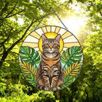 Custom Monstera American Shorthair Cat Glass Suncatcher, Cat Glass Art, Plant Mom Gift, Plant Lover Gift, Gift For Plant Lady,Cat Lover Gift - image 5