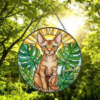 Custom Monstera Devon Rex Cat Glass Suncatcher, Cat Glass Art, Plant Mom Gift, Plant Lover Gift, Gift For Plant Lady, Cat Lover Gift - image 4
