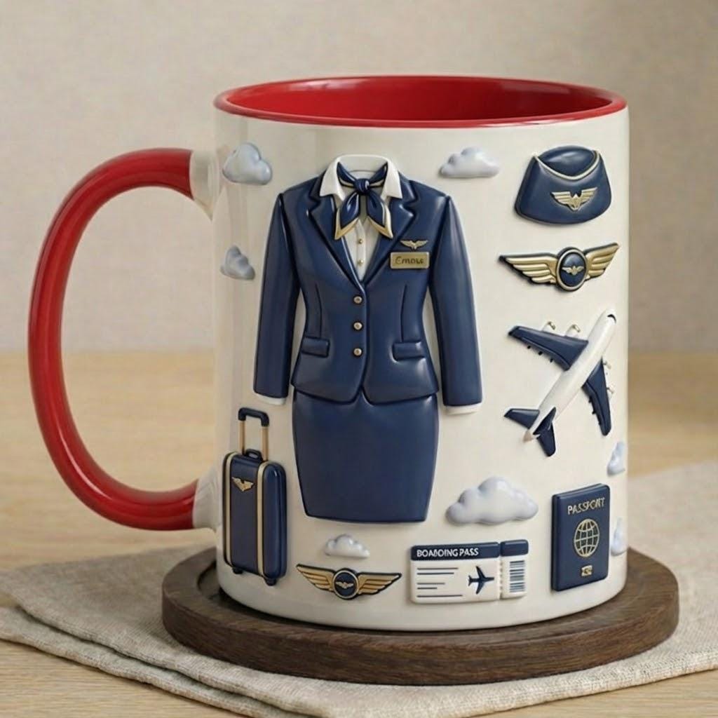Personalized Flight Attendant Faux 3D Effect Mug - image 4