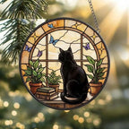 Custom Black Cat And Book Glass Suncatcher , Book Window Decor, Cat Lover Gift, Book Lover Gift - image 5