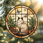 Custom Ragdoll Cat And Book Glass Suncatcher , Book Window Decor, Cat Lover Gift, Book Lover Gift - image 2