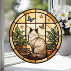 Custom Ragdoll Cat And Book Glass Suncatcher , Book Window Decor, Cat Lover Gift, Book Lover Gift - image 3