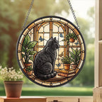 Custom British Shorthair Cat And Book Glass Suncatcher , Book Window Decor, Cat Lover Gift, Book Lover Gift