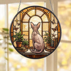 Custom Sphynx Cat And Book Glass Suncatcher , Book Window Decor, Cat Lover Gift, Book Lover Gift
