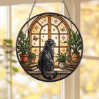 Custom Scottish Fold Cat And Book Glass Suncatcher , Book Window Decor, Cat Lover Gift, Book Lover Gift