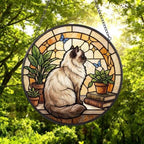 Custom Himalayan Cat And Book Glass Suncatcher , Book Window Decor, Cat Lover Gift, Book Lover Gift - image 4
