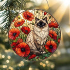 Custom Ragdoll Cat Suncatcher: Glass Panel Decor Floral Poppy Botanical Hanging , Cat Lover Gift - image 2