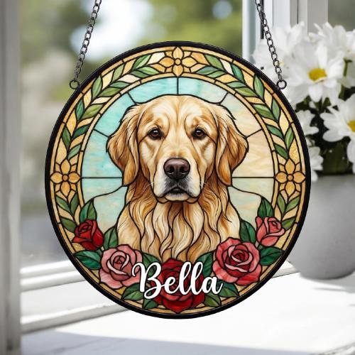 Custom Golden Retriever  Stained Glass Window Hanging, Dog Glass Suncatcher Decor, Stained Glass Window Hanging Decor, Gift For Dog Lover - image 4