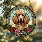 Custom Poodle Stained Glass Window Hanging, Dog Glass Suncatcher Decor, Stained Glass Window Hanging Decor, Gift For Dog Lover - image 2