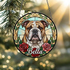 Custom Bulldog  Stained Glass Window Hanging, Dog Glass Suncatcher Decor, Stained Glass Window Hanging Decor, Gift For Dog Lover - image 3