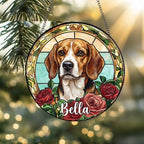 Custom Beagle Stained Glass Window Hanging, Dog Glass Suncatcher Decor, Stained Glass Window Hanging Decor, Gift For Dog Lover - image 2