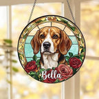 Custom Beagle Stained Glass Window Hanging, Dog Glass Suncatcher Decor, Stained Glass Window Hanging Decor, Gift For Dog Lover - image 5