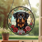 Custom Rottweiler Stained Glass Window Hanging, Dog Glass Suncatcher Decor, Stained Glass Window Hanging Decor, Gift For Dog Lover - image 3