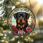 Custom Rottweiler Stained Glass Window Hanging, Dog Glass Suncatcher Decor, Stained Glass Window Hanging Decor, Gift For Dog Lover - image 2
