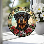 Custom Rottweiler Stained Glass Window Hanging, Dog Glass Suncatcher Decor, Stained Glass Window Hanging Decor, Gift For Dog Lover - image 4