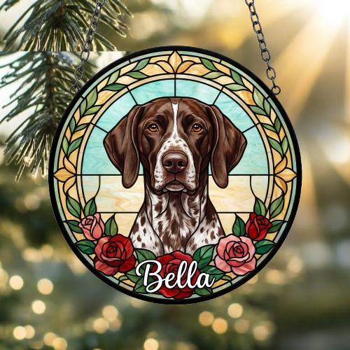 Custom GSP dog  Stained Glass Window Hanging, Dog Glass Suncatcher Decor, Stained Glass Window Hanging Decor, Gift For Dog Lover - image 2